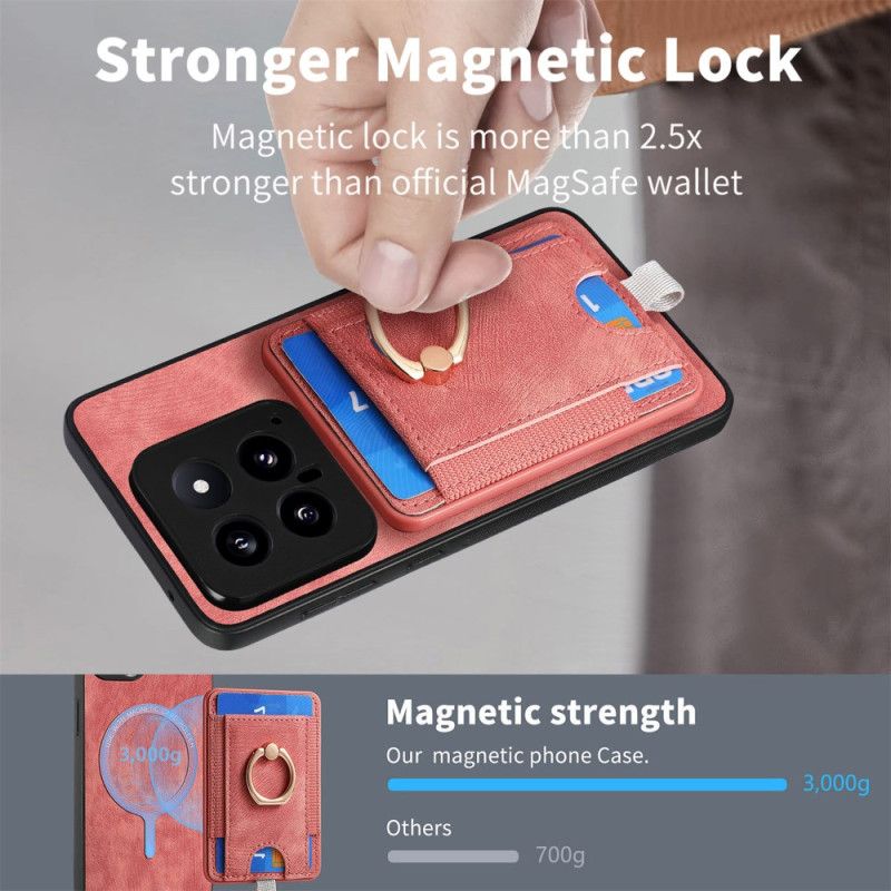 Coque Xiaomi 14 Effet Rétro Porte-Cartes Détachable