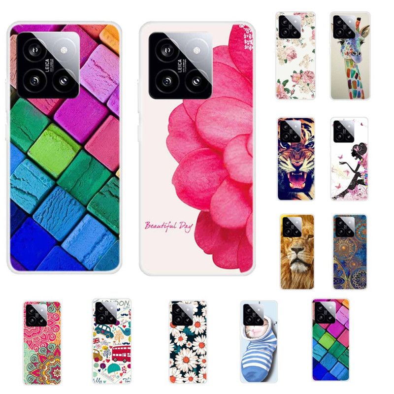 Coque Xiaomi 14 Fleurs Dorées