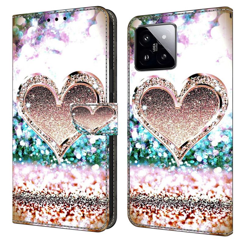 Housse Xiaomi 14 Coeur en Diamants Roses