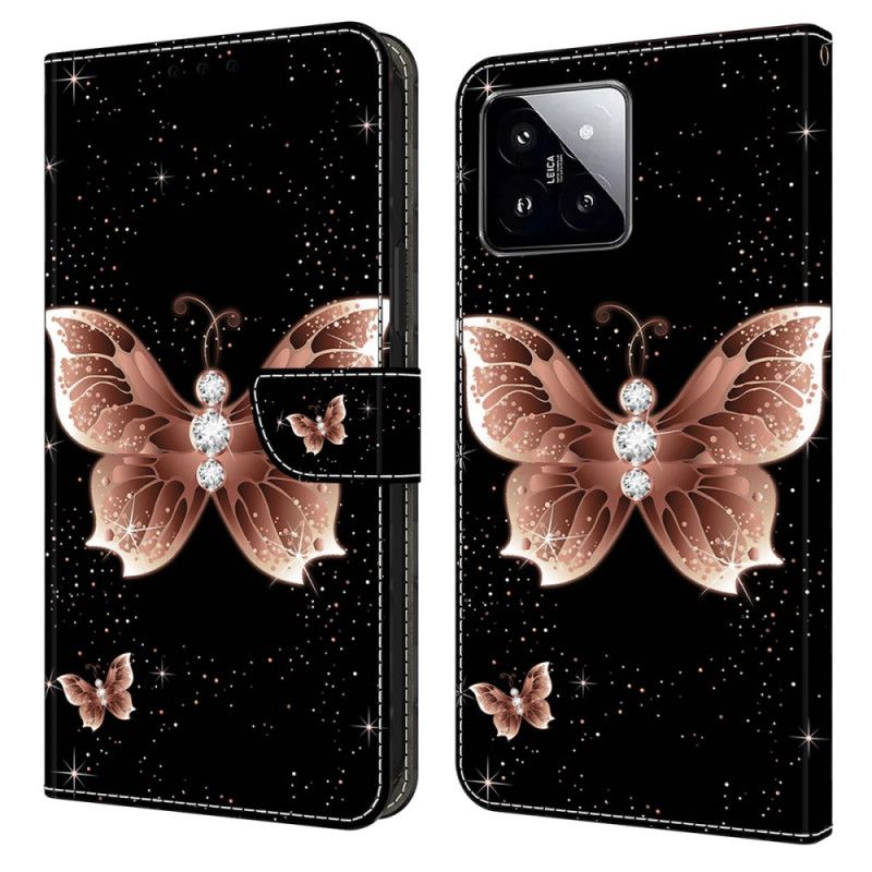 Housse Xiaomi 14 Papillon Diamant Rose