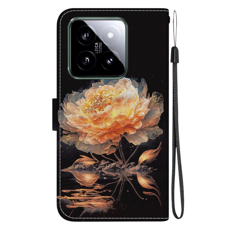 Housse Xiaomi 14 Pivoine Orange à Lanière