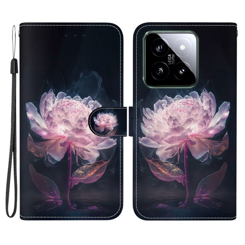 Housse Xiaomi 14 Pivoine Pourpre à Lanière