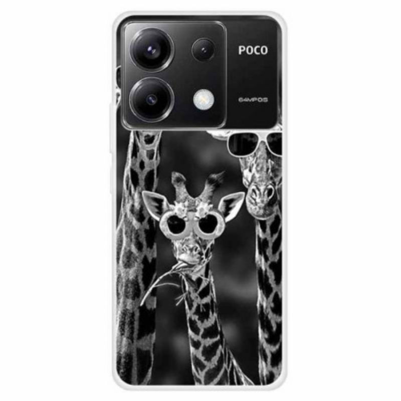 Coque Xiaomi Redmi Note 13 Pro 5G / Poco X6 5G Girafes avec Lunettes de Soleil