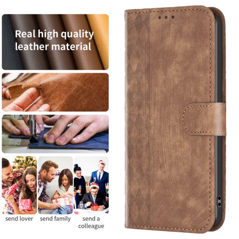 Housse Flip Cover Xiaomi Redmi Note 13 Pro 5G / Poco X6 5G BINFEN COLOR Frise losanges