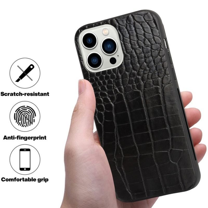 Coque iPhone 14 Pro à Cordon Style Crocodile