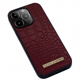 Coque iPhone 14 Pro Simili Cuir Crocodile VIETAO