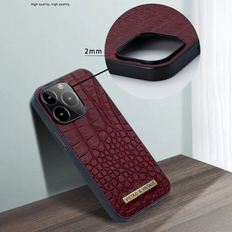 Coque iPhone 14 Pro Simili Cuir Crocodile VIETAO