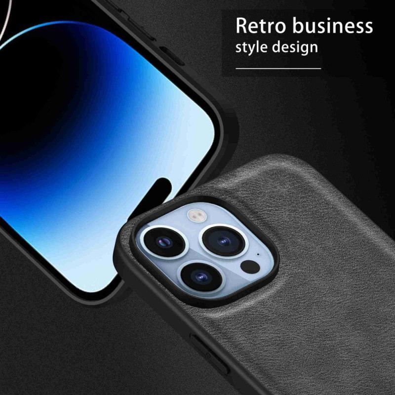 Coque iPhone 14 Pro Simili Cuir Rétro