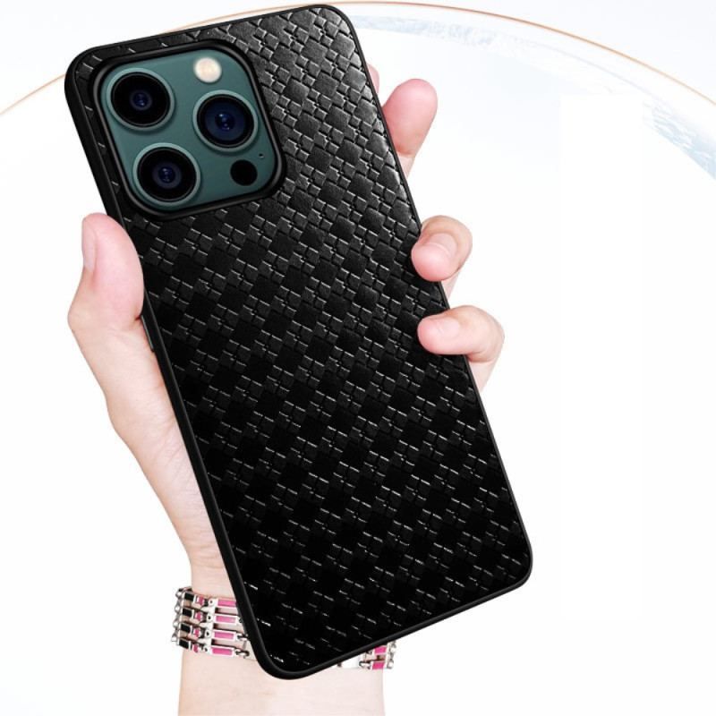 Coque iPhone 14 Pro Simili Cuir Tissé