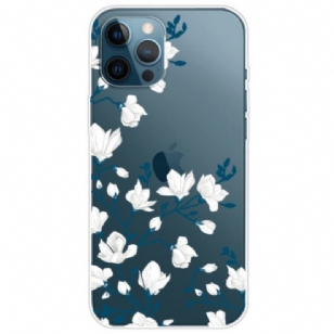 Coque iPhone 14 Pro Transparente Fleurs Blanches