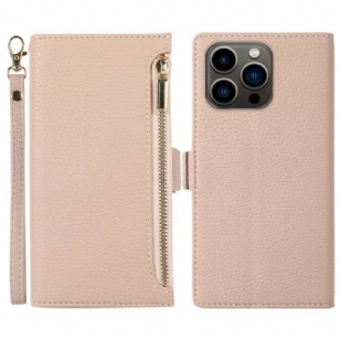 Flip Cover iPhone 14 Pro Pochette Frontale et Lanière