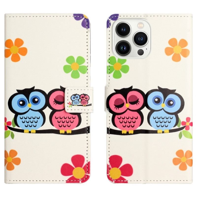 Housse iPhone 14 Pro Couple de Hiboux