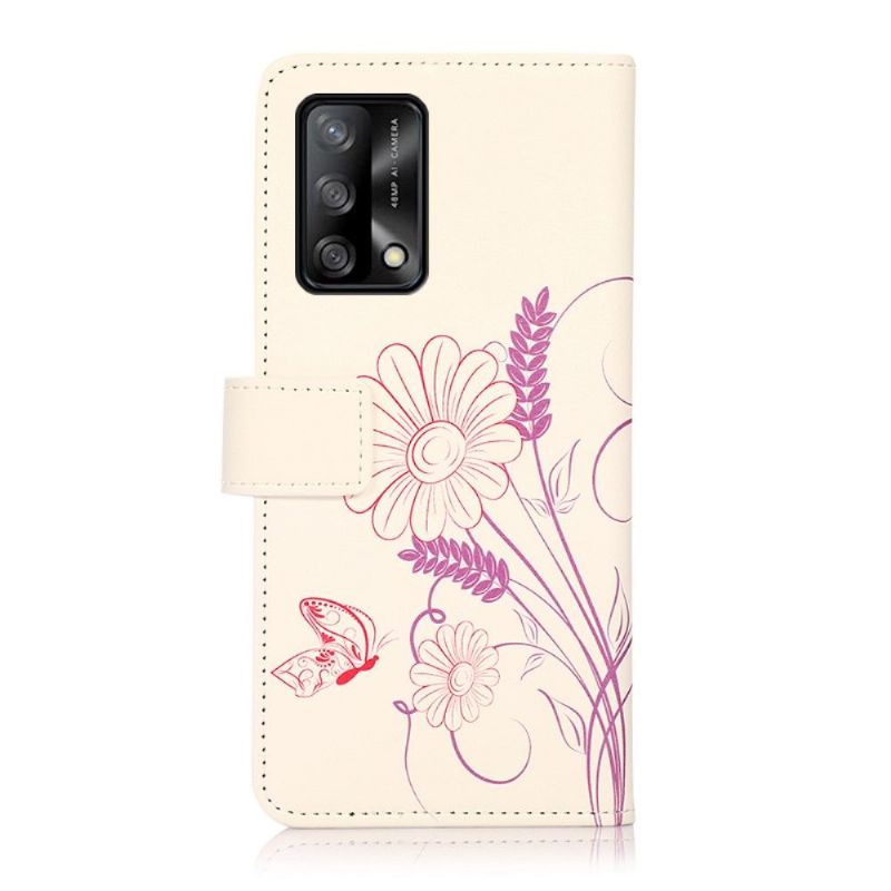 Housse Oppo A74 4G Illustration Fleurs et Papillon