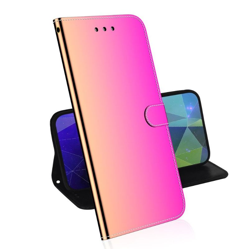 Housse Oppo A74 4G simili cuir effet miroir