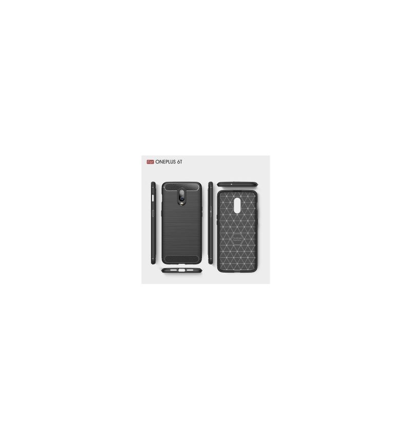 Coque OnePlus 6T gel carbone brossée