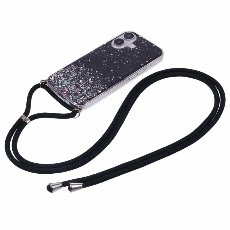 Coque à Cordon iPhone 16 Plus Paillettes