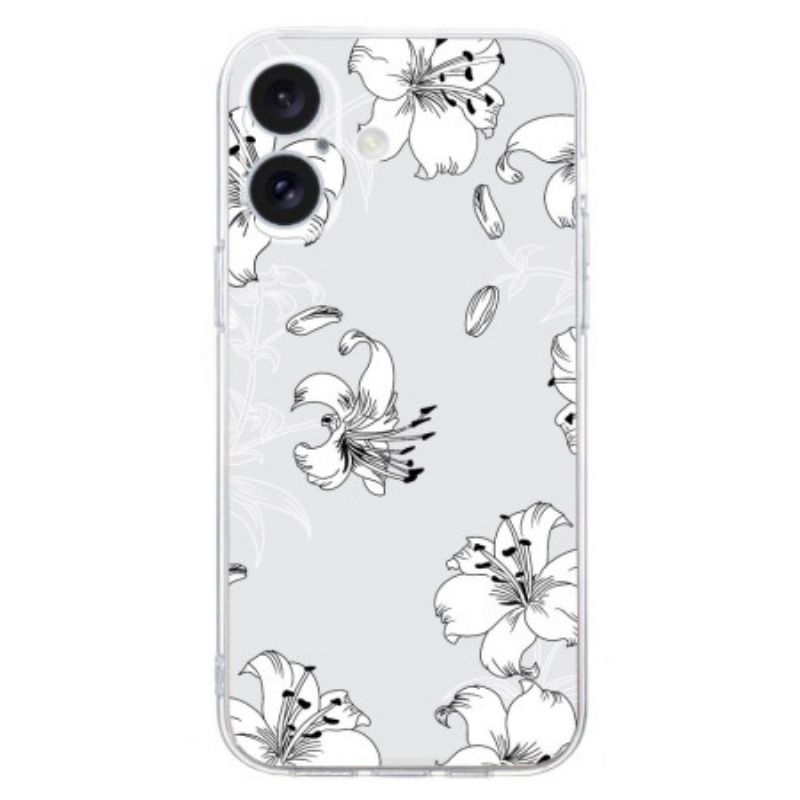 Coque iPhone 16 Plus Fleurs Blanches