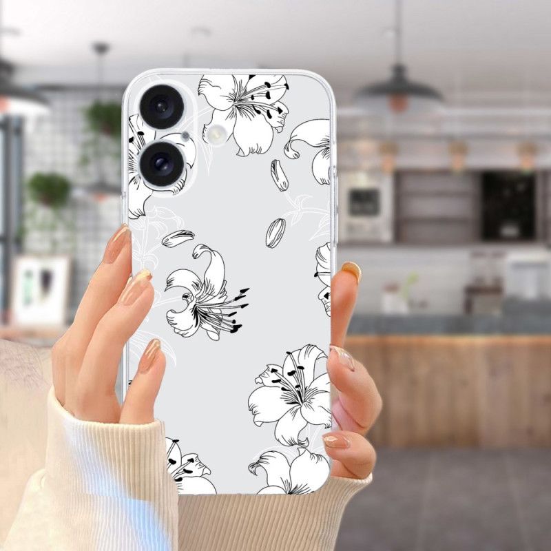 Coque iPhone 16 Plus Fleurs Blanches