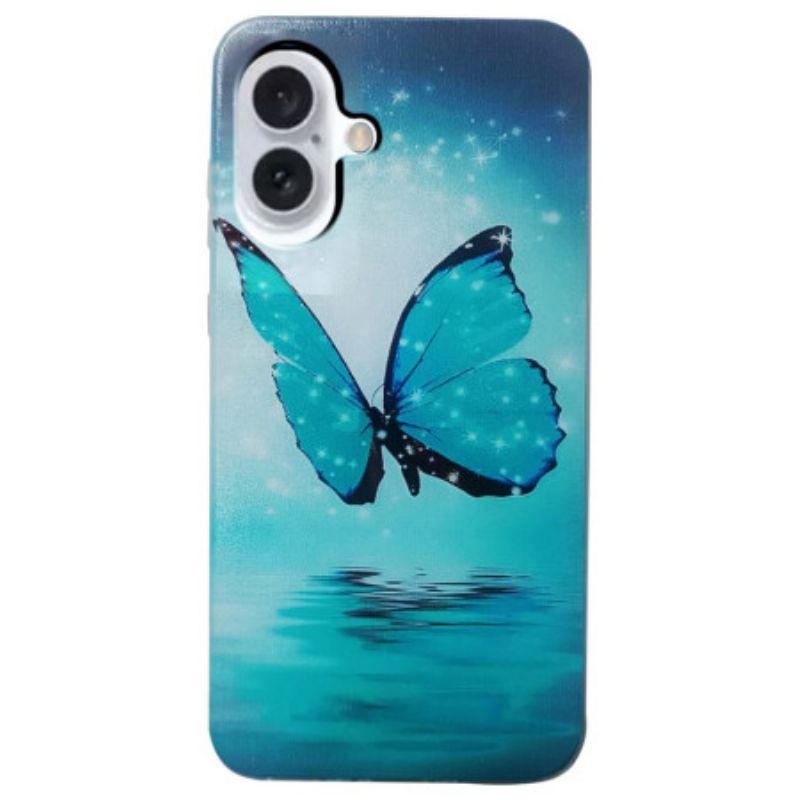 Coque iPhone 16 Plus Papillon Bleu