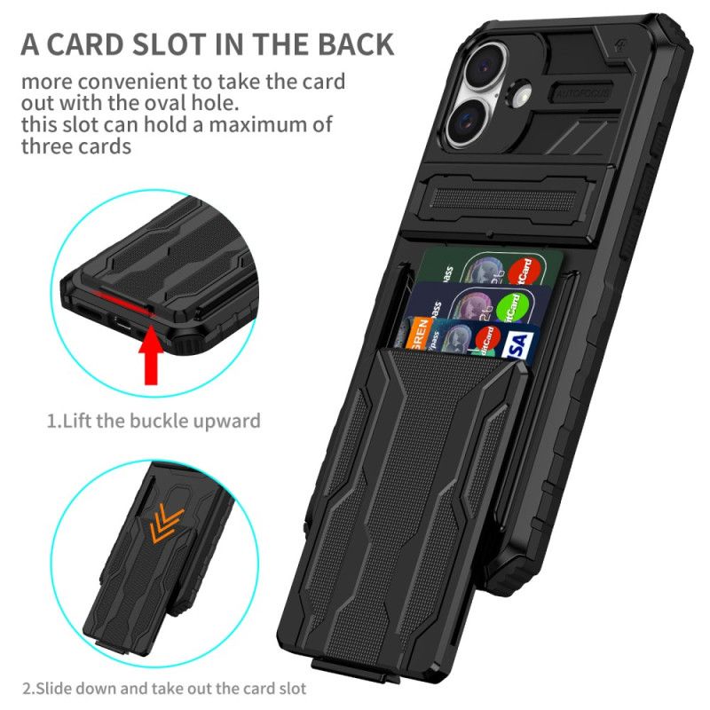 Coque iPhone 16 Plus Porte-Cartes Intégré et Support