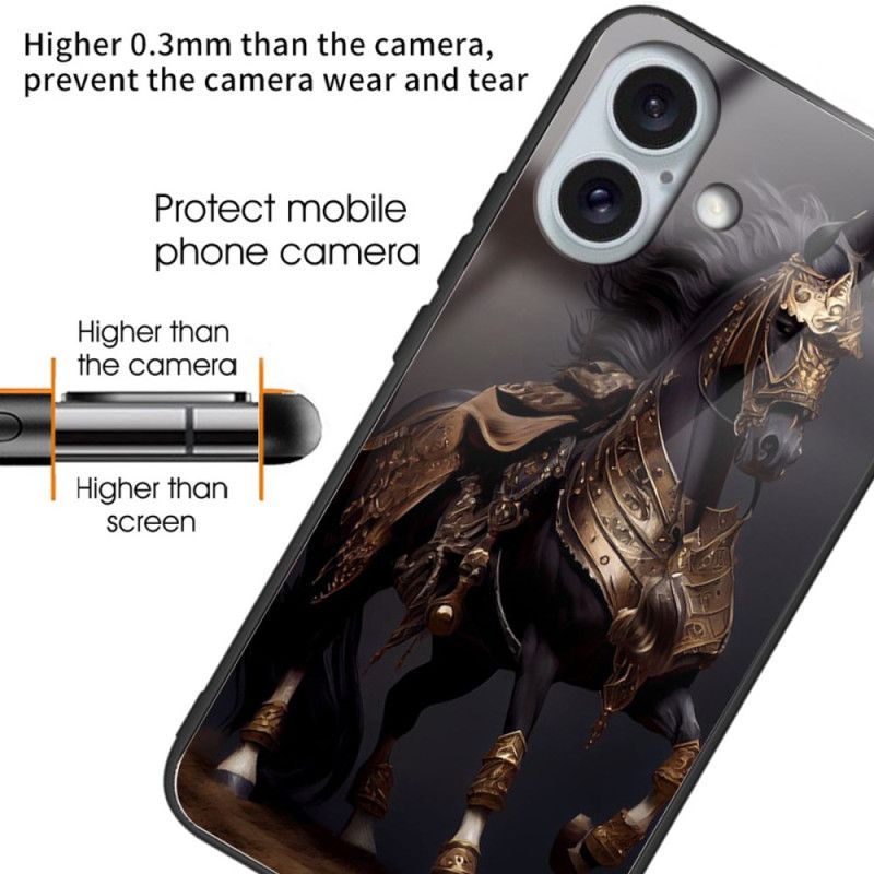 Coque iPhone 16 Plus Verre Trempé Cheval Masqué