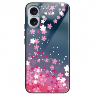 Coque iPhone 16 Plus Verre Trempé Fleurs Roses