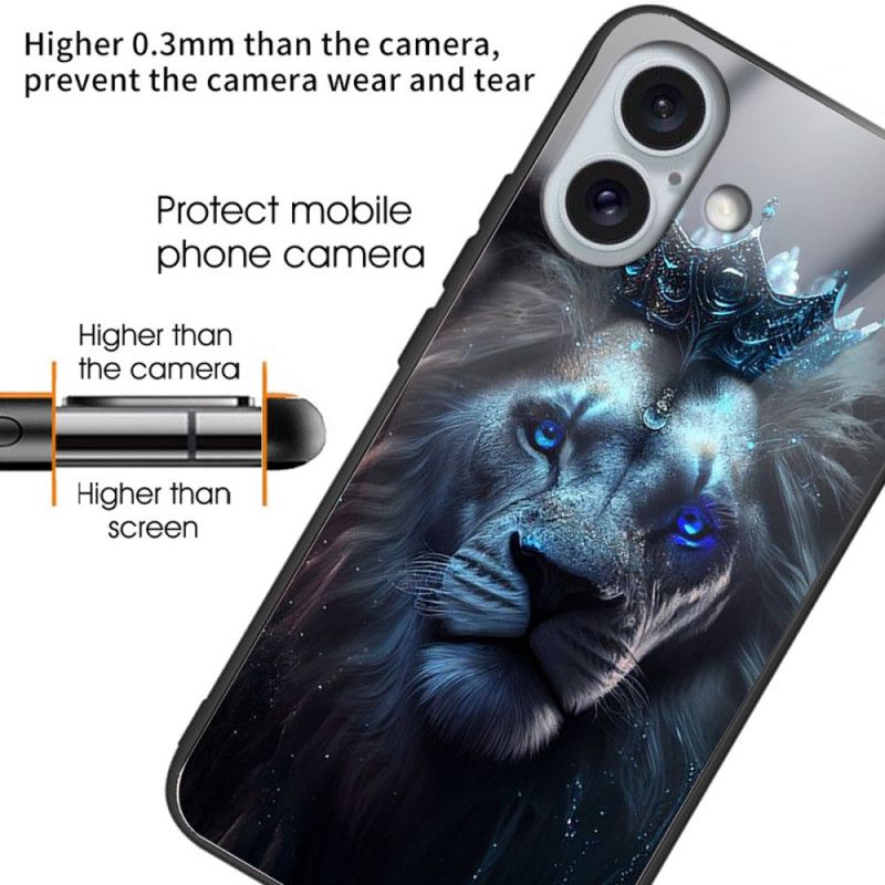 Coque iPhone 16 Plus Verre Trempé Lion Bleu