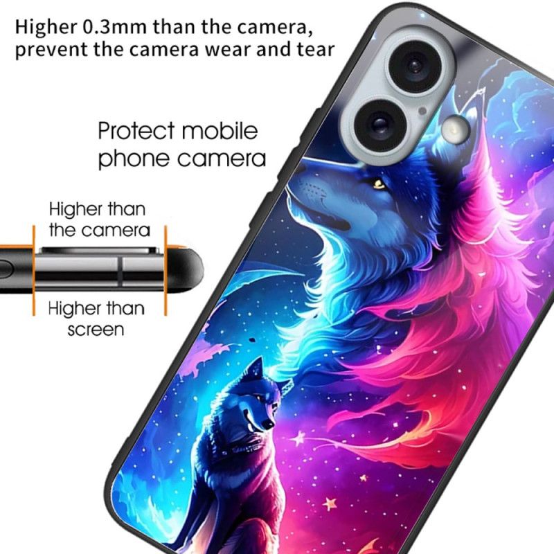 Coque iPhone 16 Plus Verre Trempé Loup Étoilé