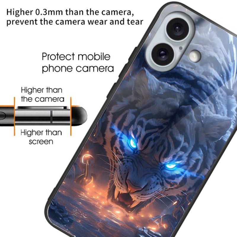 Coque iPhone 16 Plus Verre Trempé Tigre Imprimé