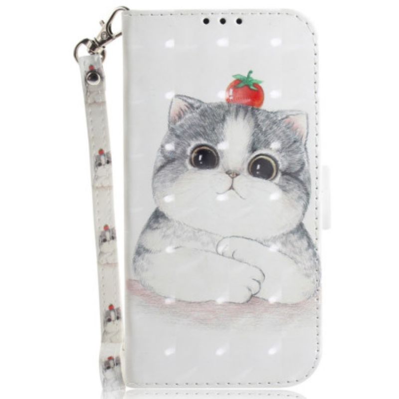 Housse iPhone 16 Plus Chat Mignon à Lanière