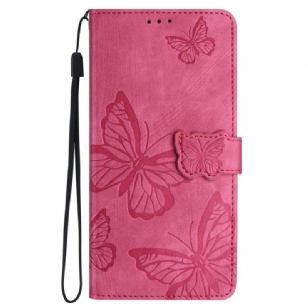 Housse iPhone 16 Plus Empreinte Papillons à Lanière