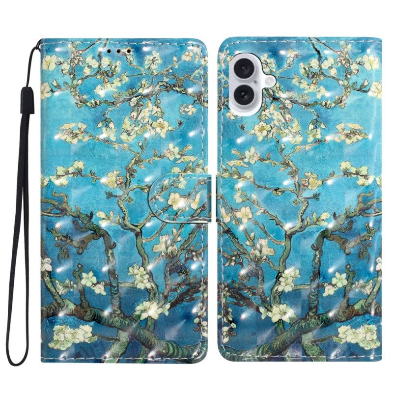 Housse iPhone 16 Plus Fleurs d'Abricot à Lanière