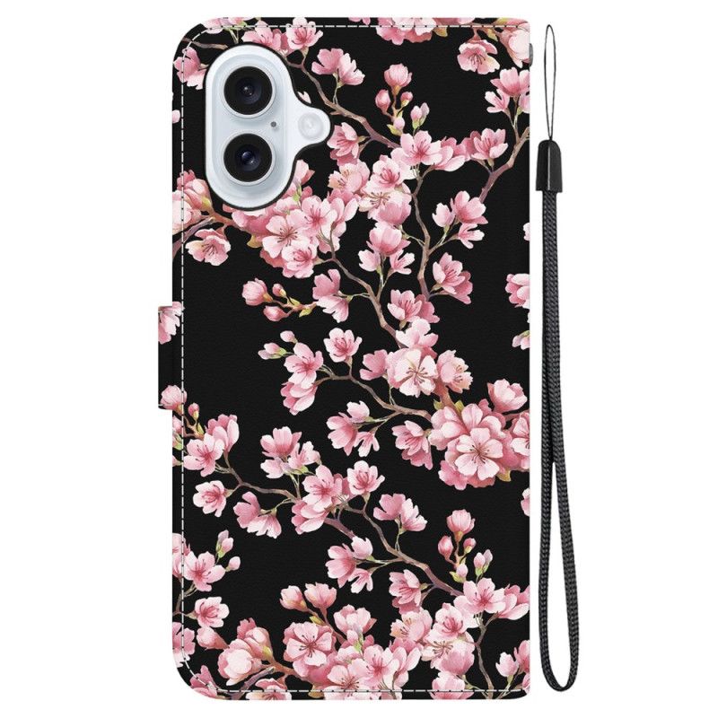 Housse iPhone 16 Plus Fleurs de Prunier à Lanière