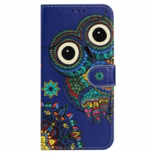 Housse iPhone 16 Plus Hibou Bleu à Lanière