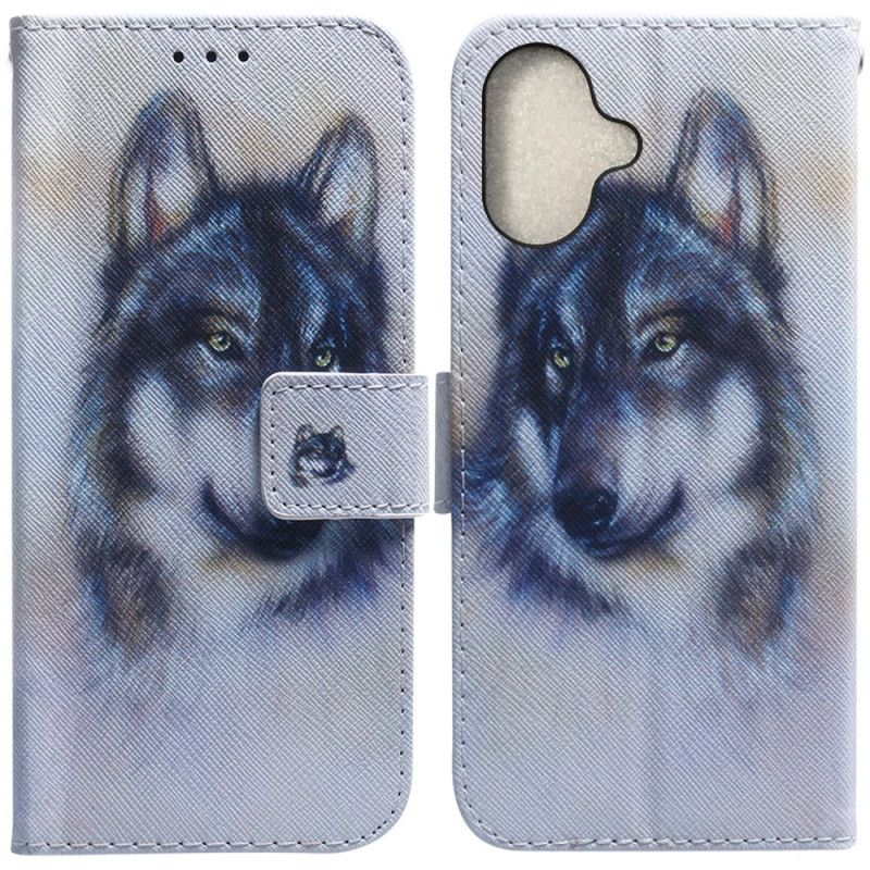 Housse iPhone 16 Plus Loup Aquarelle