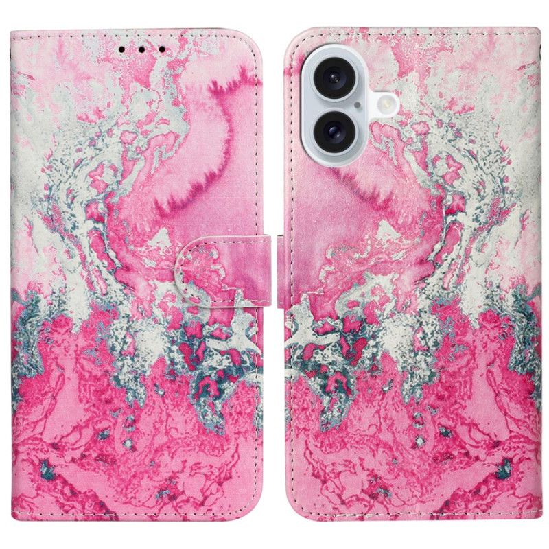 Housse iPhone 16 Plus Marbre Rose Marin