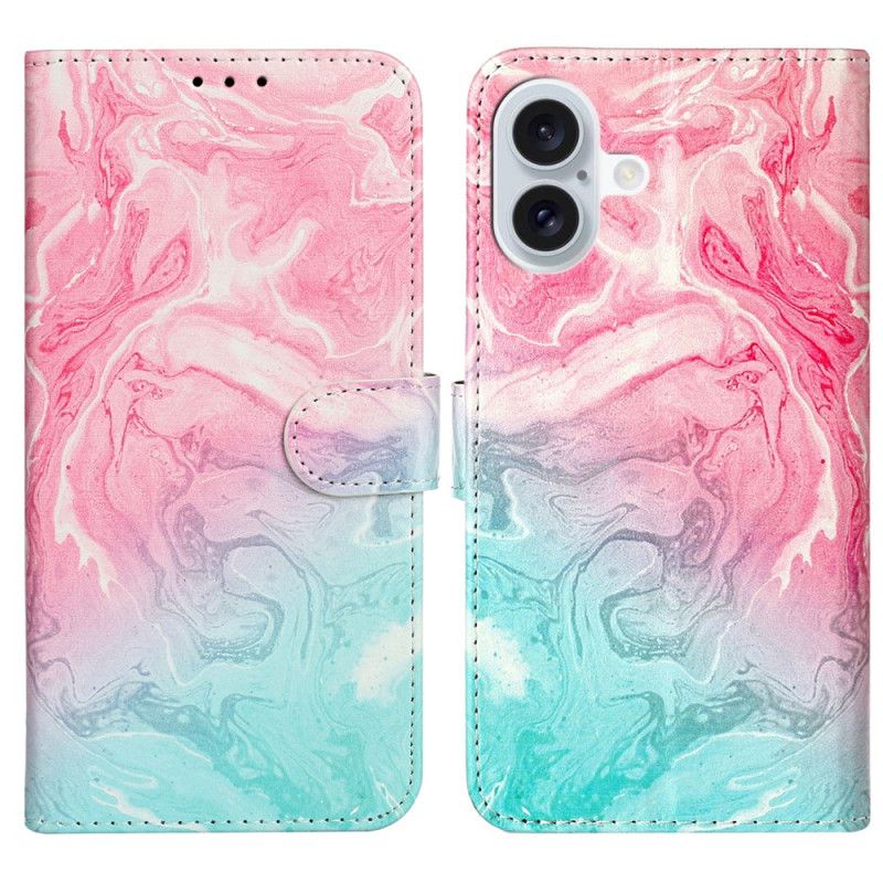 Housse iPhone 16 Plus Marbre Rose Vert