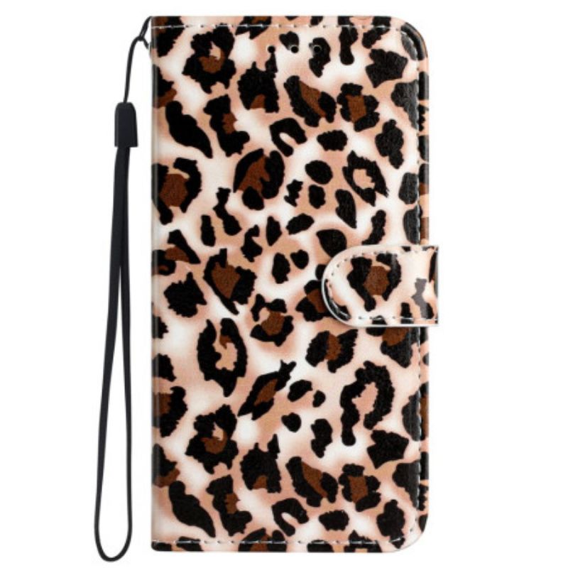 Housse iPhone 16 Plus Motif Léopard à Lanière