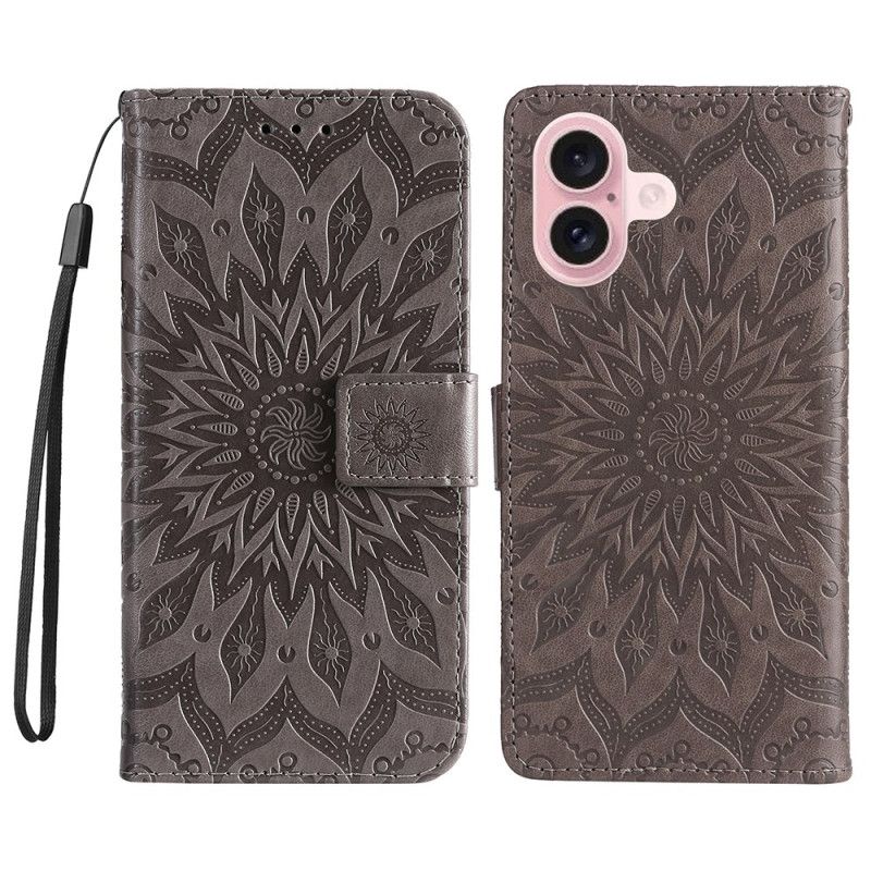 Housse iPhone 16 Plus Motif Mandala avec Lanière