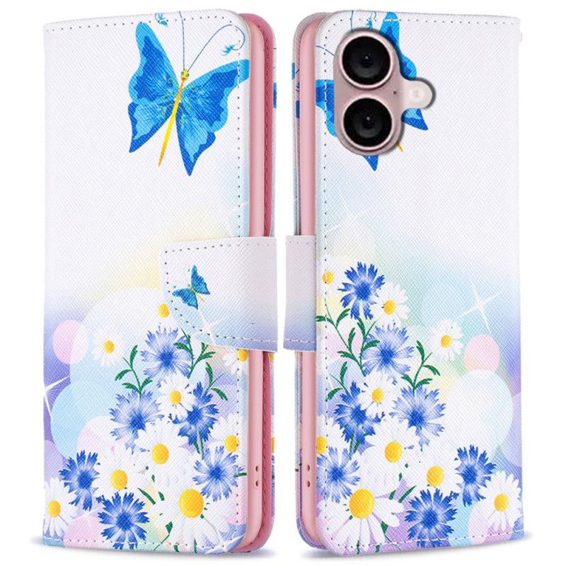 Housse iPhone 16 Plus Motif Papillons et Fleurs