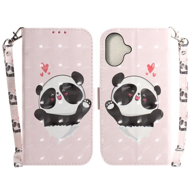 Housse iPhone 16 Plus Panda Love à Lanière