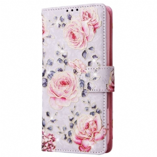 Housse iPhone 16 Plus Portefeuille Bloquant RFID Florale