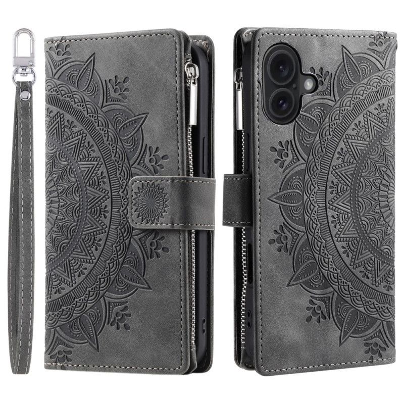 Housse iPhone 16 Plus, Portefeuille Mandala