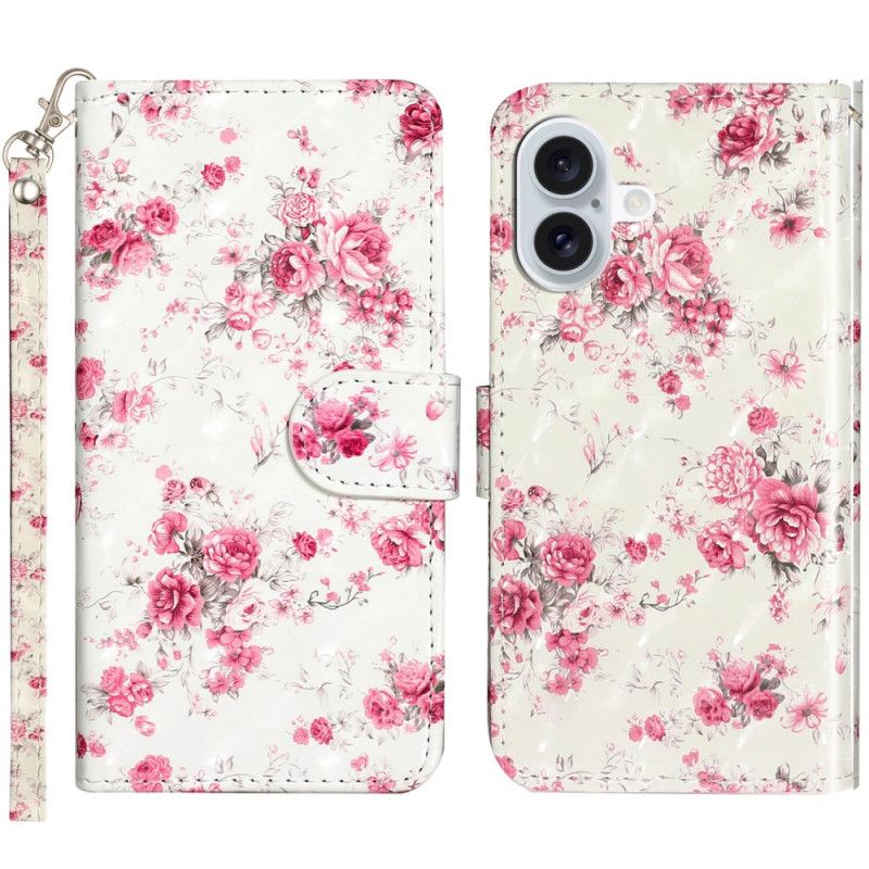 Housse iPhone 16 Plus Roses à Lanière