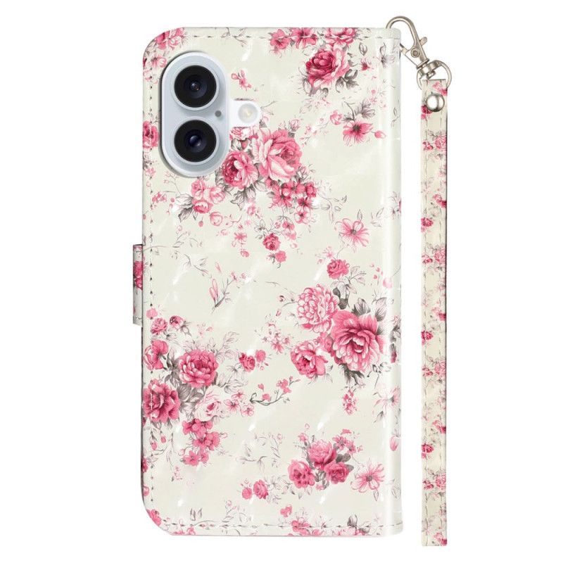 Housse iPhone 16 Plus Roses à Lanière