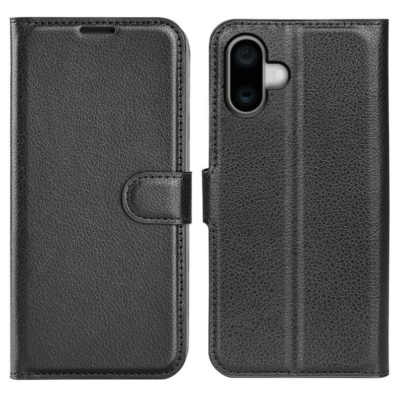 Housse iPhone 16 Plus Simili Cuir Litchi