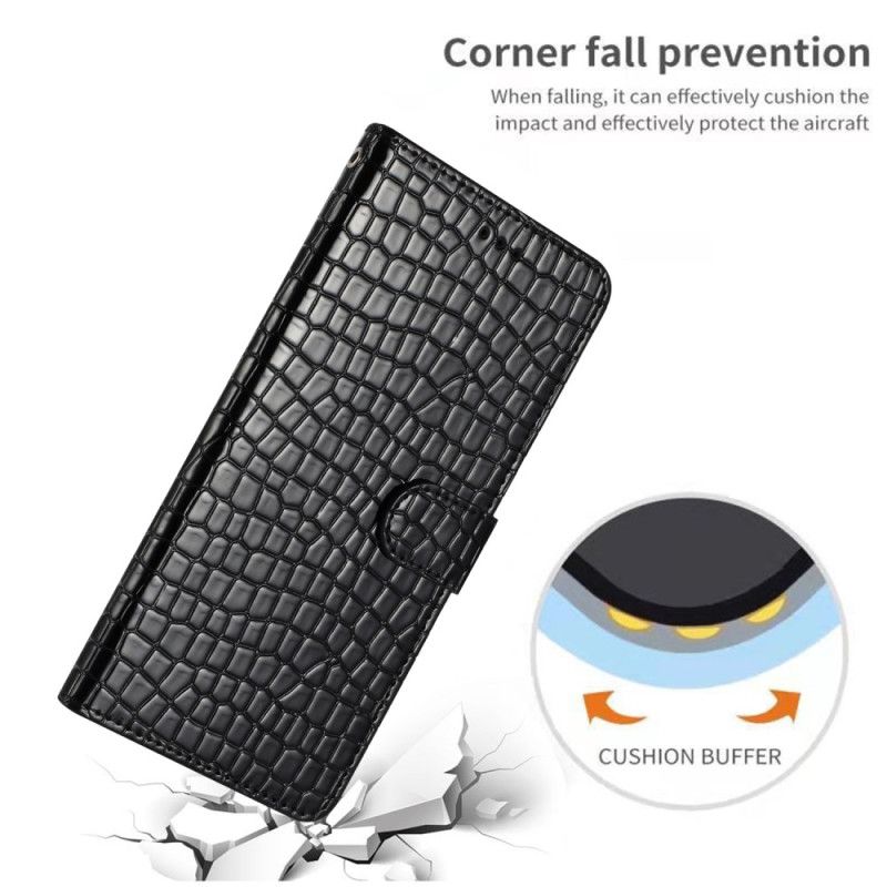 Housse iPhone 16 Plus Style Crocodile à Lanière