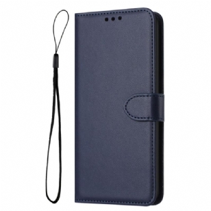 Housse iPhone 16 Plus Style Cuir Uni à Lanière