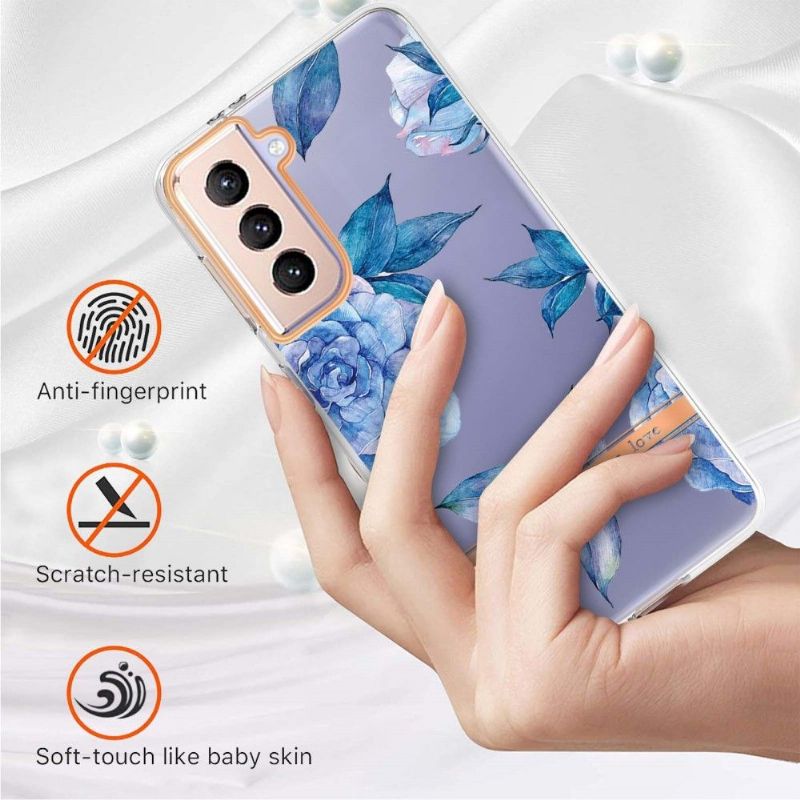 Coque Samsung Galaxy S21 Plus 5G Pivoine bleu