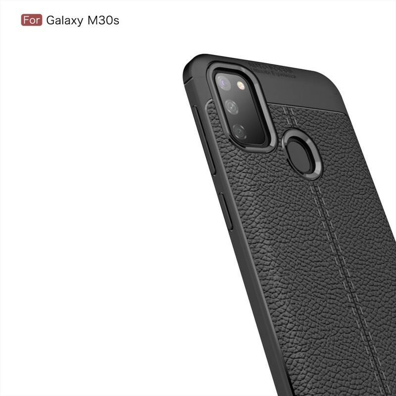 Coque Samsung Galaxy M21 Effet Cuir Litchi Double Line